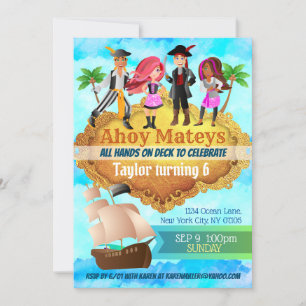 Pirate Birthday Invitations Kaart