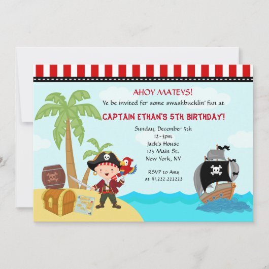 Pirate Birthday Invitations Kaart (Voorkant)
