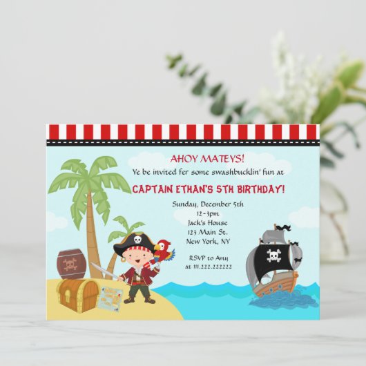 Pirate Birthday Invitations Kaart (Staand voorkant)
