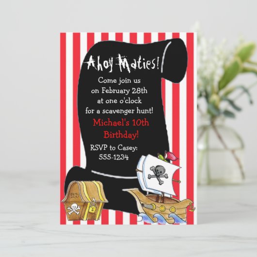 Pirate Birthday Invitations Kaart (Staand voorkant)