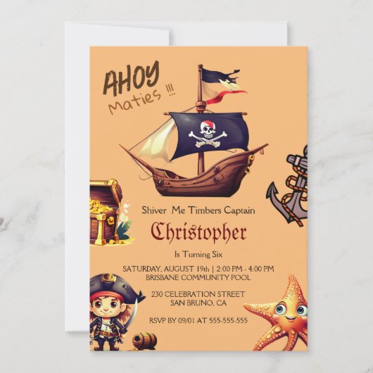 Pirate Birthday Invitations Kaart (Voorkant)