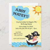 Pirate Birthday Invites Kaart (Voorkant / Achterkant)