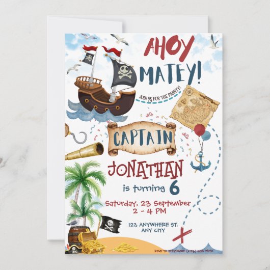 Pirate Birthday Kaart (Voorkant)