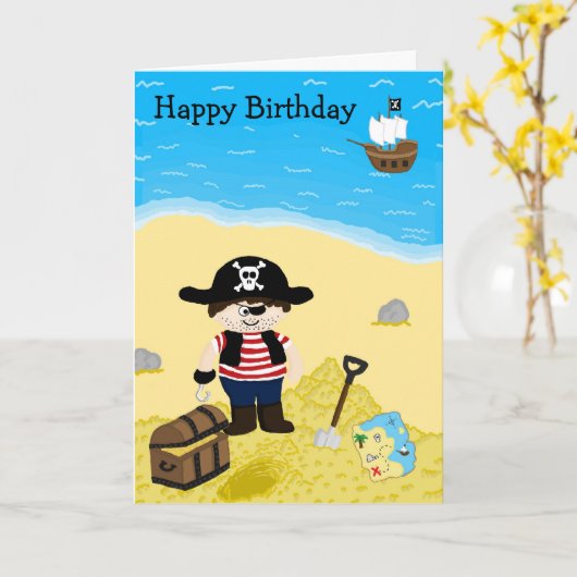 Pirate Birthday Kaart (Gele Bloem)