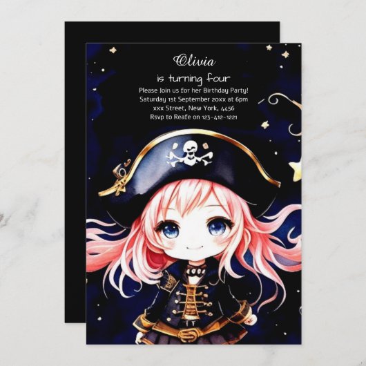 Pirate Birthday Kaart (Voorkant / Achterkant)