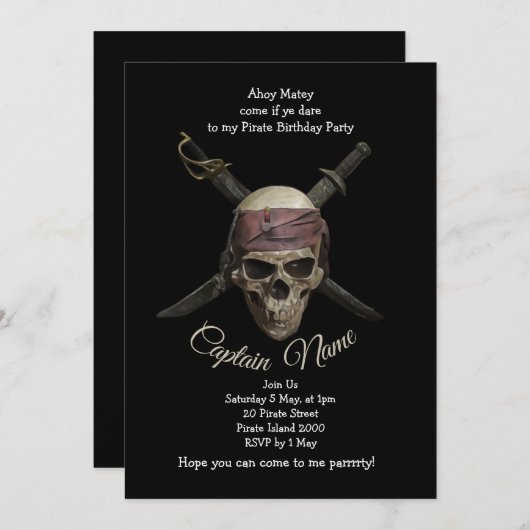 Pirate Birthday Kaart (Voorkant / Achterkant)