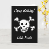 Pirate Birthday kaart met leuke schedel en botten (Gele Bloem)