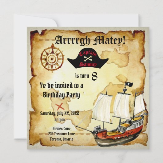 Pirate Birthday Parrty! Kaart (Voorkant)