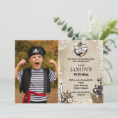  Pirate Birthday Party Ahoy Matey Map Foto Kaart (Staand voorkant)