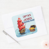 Pirate Birthday Party Boat stripes design Vierkante Sticker (Envelop)