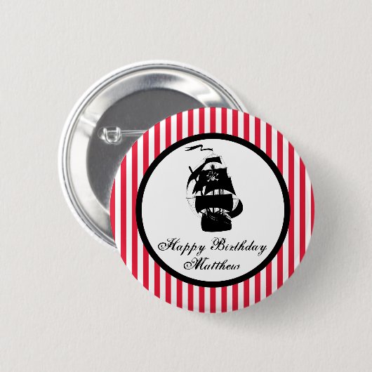 Pirate Birthday Party Button (Voorkant /achterkant)