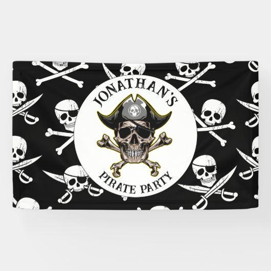 Pirate Birthday Party Cross Botten Spandoek (Horizontaal)