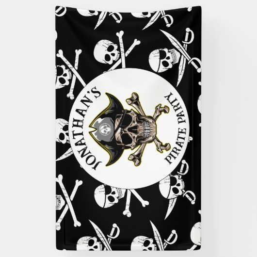 Pirate Birthday Party Cross Botten Spandoek (Verticaal)