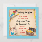 Pirate Birthday Party en Treasure Hunt Kaart (Voorkant)