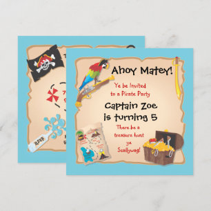 Pirate Birthday Party en Treasure Hunt Kaart
