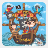 Pirate Birthday Party  for Kids Vierkante Sticker (Voorkant)