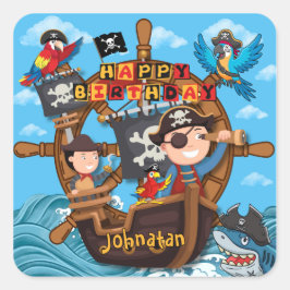 Pirate Birthday Party for Kids Vierkante Sticker