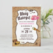 Pirate Birthday Party Girl Adventure Map Kaart (Staand voorkant)