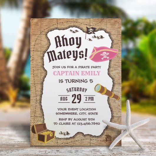Pirate Birthday Party Girl Adventure Map Kaart