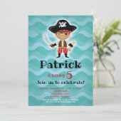 Pirate Birthday Party Invitation Boys Kaart (Staand voorkant)