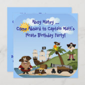 Pirate Birthday Party Invitation Child Kaart (Voorkant / Achterkant)