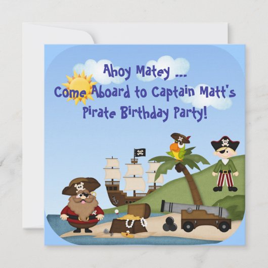 Pirate Birthday Party Invitation Child Kaart (Voorkant)