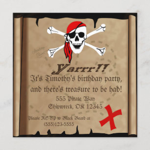 Pirate Birthday Party Invitation Kaart