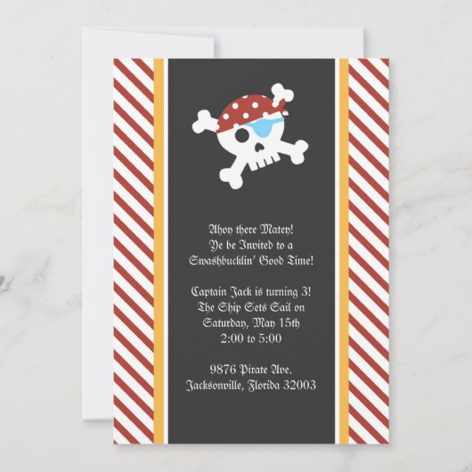 Pirate Birthday Party Invitation Kaart (Voorkant)