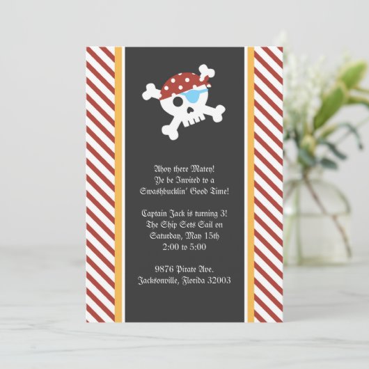 Pirate Birthday Party Invitation Kaart (Staand voorkant)