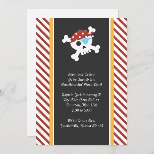 Pirate Birthday Party Invitation Kaart (Voorkant / Achterkant)