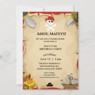 Pirate Birthday Party Invitation Kaart