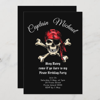 Pirate Birthday Party Invitation Kaart