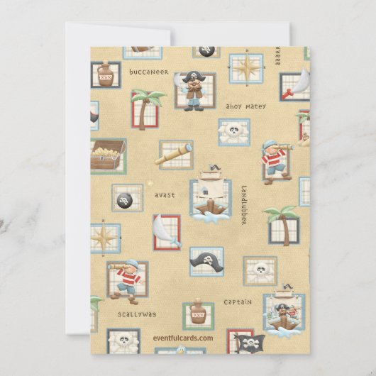 Pirate Birthday Party Invitation Kaart (Achterkant)