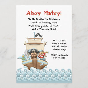 Pirate Birthday Party Invitation Kaart