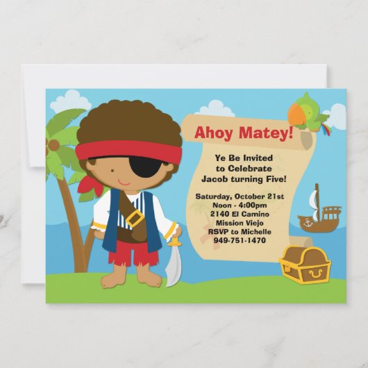 Pirate Birthday Party Invitation Kaart (Voorkant)
