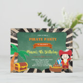Pirate Birthday Party Invitation Kaart (Staand voorkant)