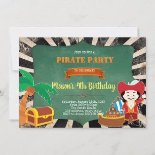 Pirate Birthday Party Invitation Kaart