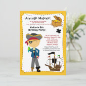 Pirate Birthday Party Invitation Kaart (Staand voorkant)