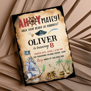 Pirate Birthday Party Invitation Kaart
