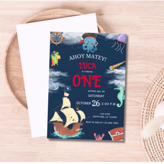 Pirate Birthday Party Invitation Kaart
