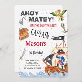 Pirate Birthday Party Invitation Kaart