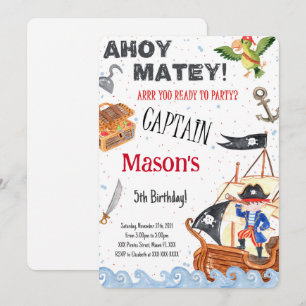 Pirate Birthday Party Invitation Kaart