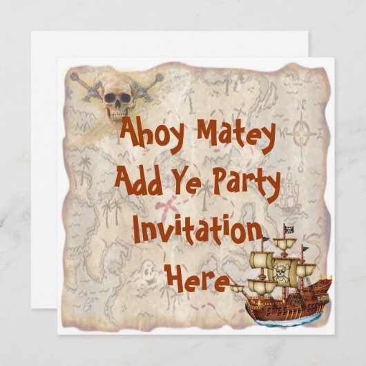 Pirate Birthday Party Invitation Kaart (Voorkant / Achterkant)