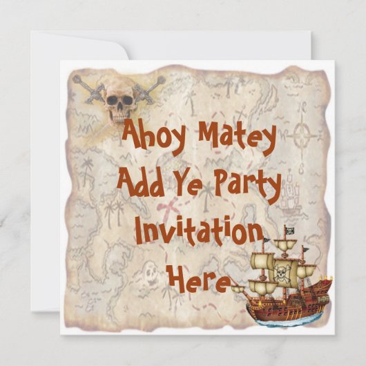 Pirate Birthday Party Invitation Kaart (Voorkant)