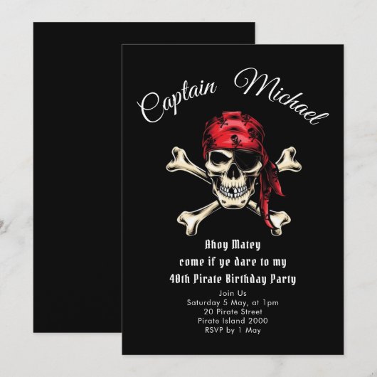 Pirate Birthday Party Invitation Kaart (Voorkant / Achterkant)