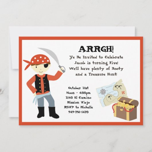 Pirate Birthday Party Invitation Kaart (Voorkant)