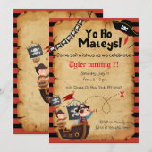 Pirate Birthday Party Invitation Kaart (Voorkant / Achterkant)