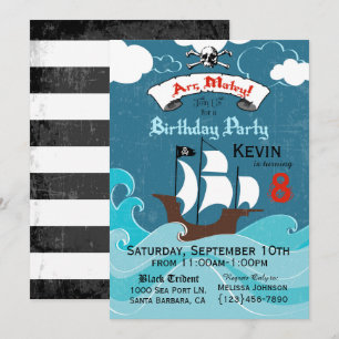 Pirate Birthday Party Invitation Kaart