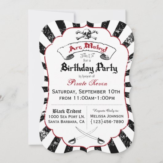 Pirate Birthday Party Invitation Kaart (Voorkant)