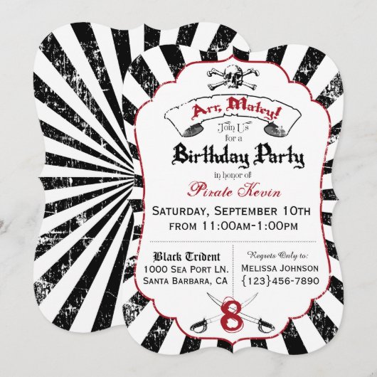Pirate Birthday Party Invitation Kaart (Voorkant / Achterkant)